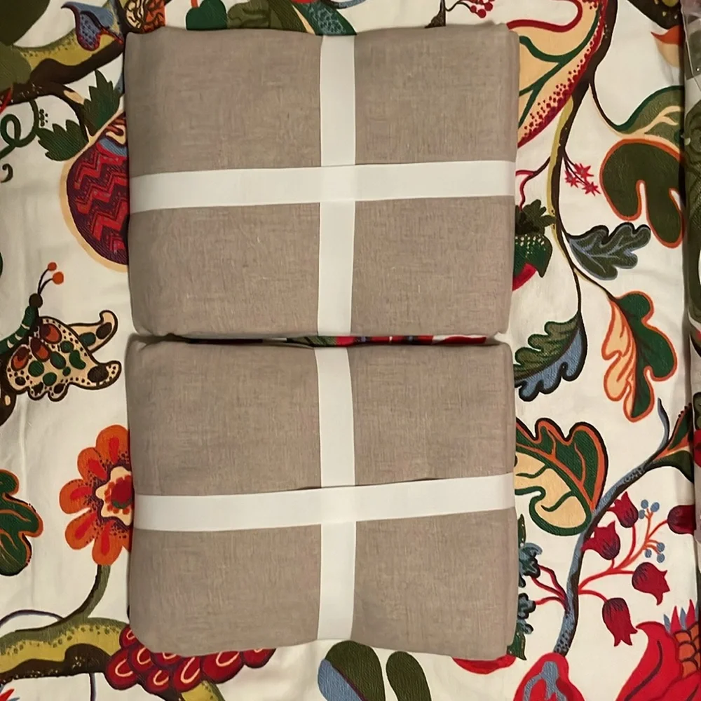 NWT (2) Pottery Barn Dark Flax 30x90 Curtains
